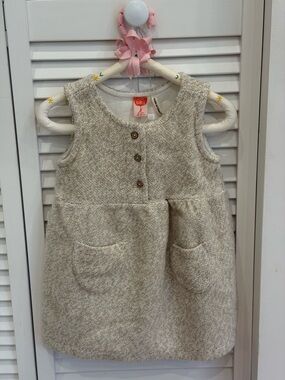 Textured Knit Pinafore Dress in Oatmeal